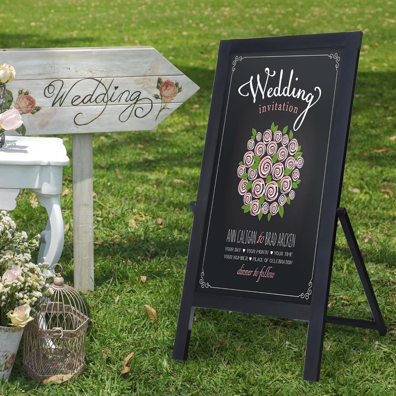 SELEAD Solid Wood Frame Chalkboard with Stand - 40" x 20" Magnetic Double Sided Sandwich Board Signs Outdoor Chalk Board Easel Pizarra for Menu, Business, Cafe, Event - Black - Image 3